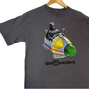 DISNEY STAR WARS sz XL Youth Darth Vader Space Mountain T Shirt Cotton Gray